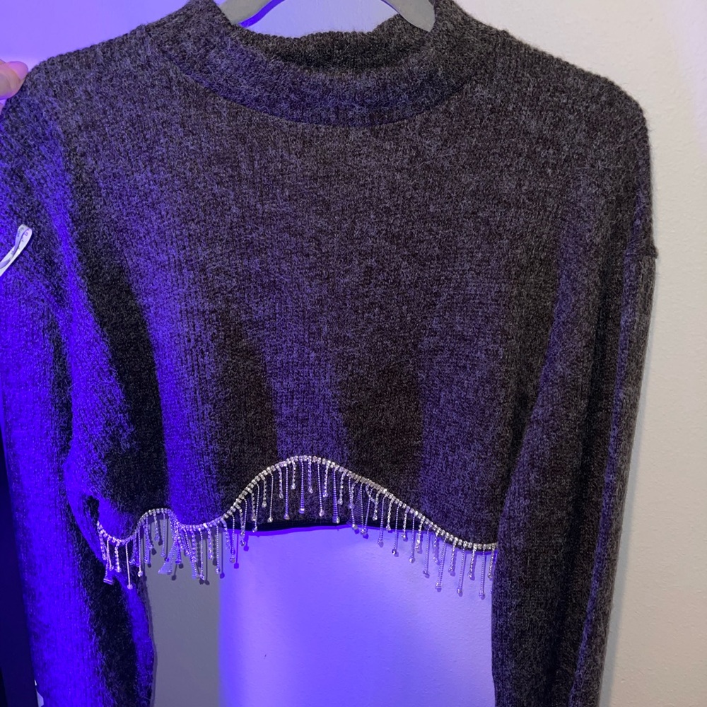 🔥VIRAL🔥 Zara rhinestone cropped sweater